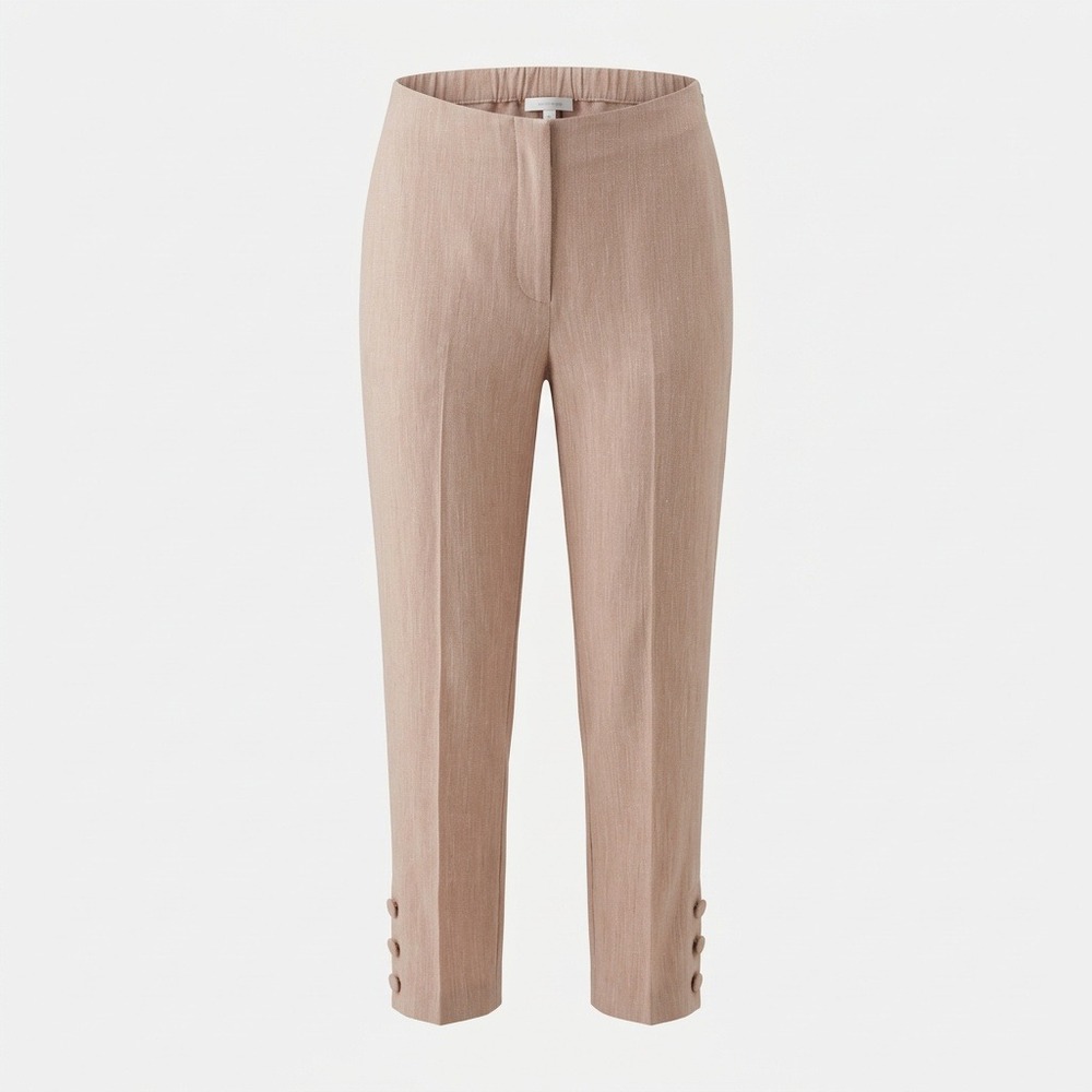 J. Jill Linen Stretch Ankle Pants Macadam Beige Pink Button Hem Size M 187411